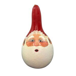 Hand Painted Santa Claus LARGE Gourd Christmas Folk Art 16” Tall Unique Rustic